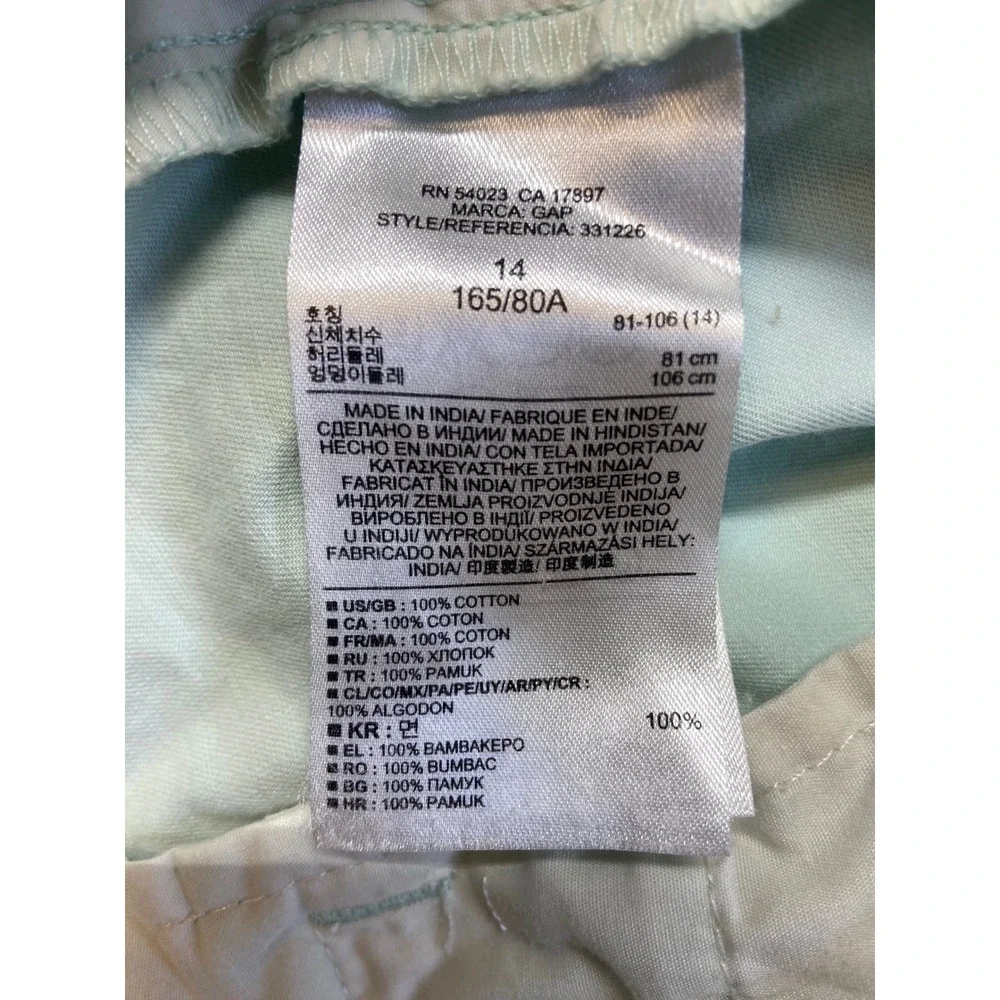 Gap Khakis Boyfriend Roll-Up Mint Green Cotton Shorts‎ Womens 14 331226-35